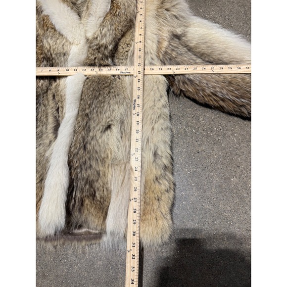 Vintage Tibor Furs Genuine Fur Coat Brown Tan Shawl Collar Mid Length Womens M - Picture 8 of 8